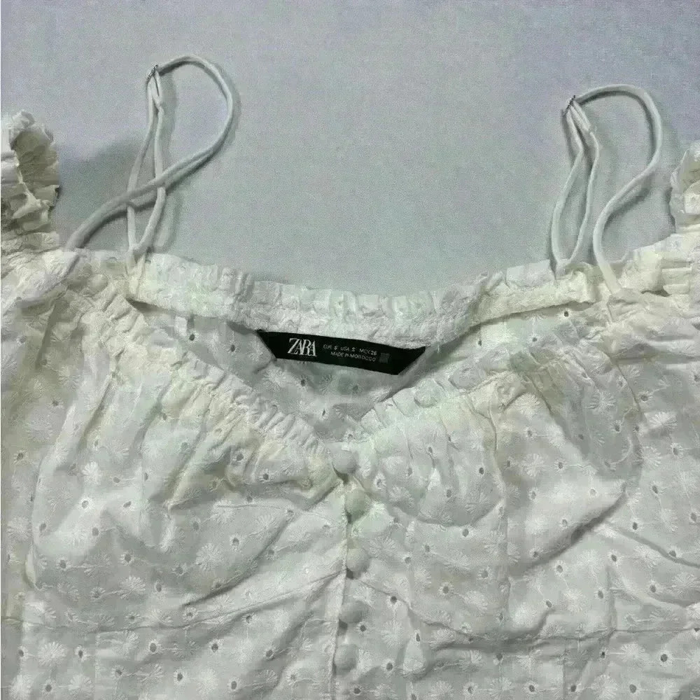 Zara Embroidered Eyelet Crop Top Small (Medium) coquette girl cottagecore whimsy - Picture 7 of 9